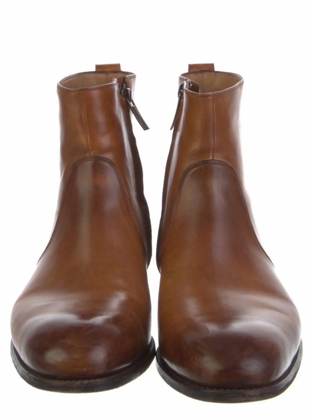 Salvatore Ferragamo Tramezza Men's Tan Leather Zip Ankle Boots